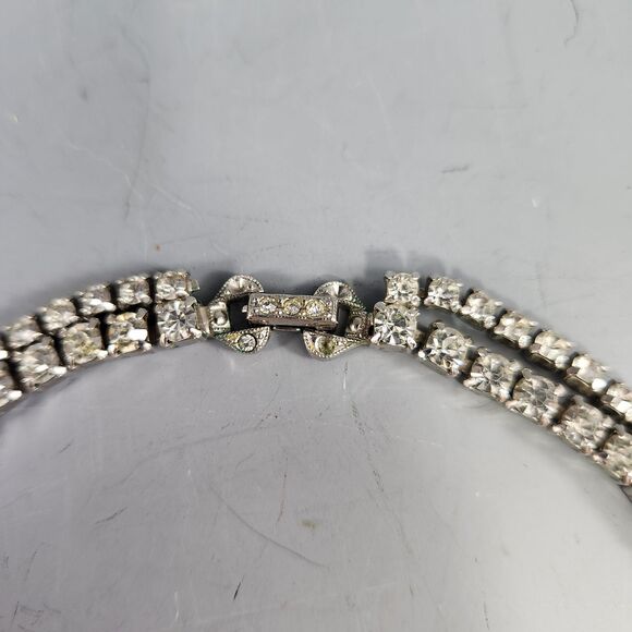 Faceted Rhinestone Set Necklace Bracelet Convertible Earrings VTG Estate Jewelry - Picture 8 of 14